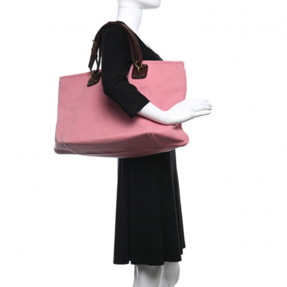 Bottega Veneta Pink Canvas Tote with Dark Brown Leather Handles - Picture 8 of 15